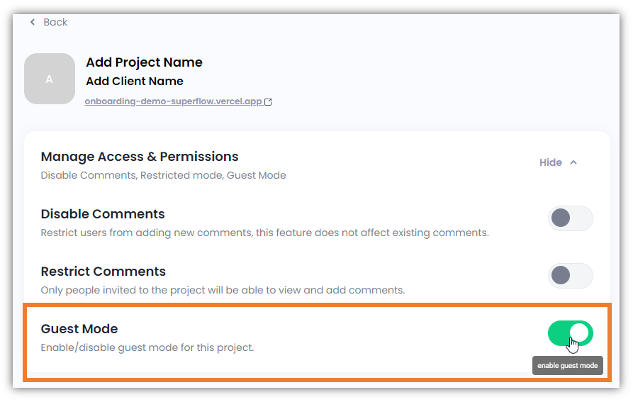 The Manage Access & Permissions section will expand…