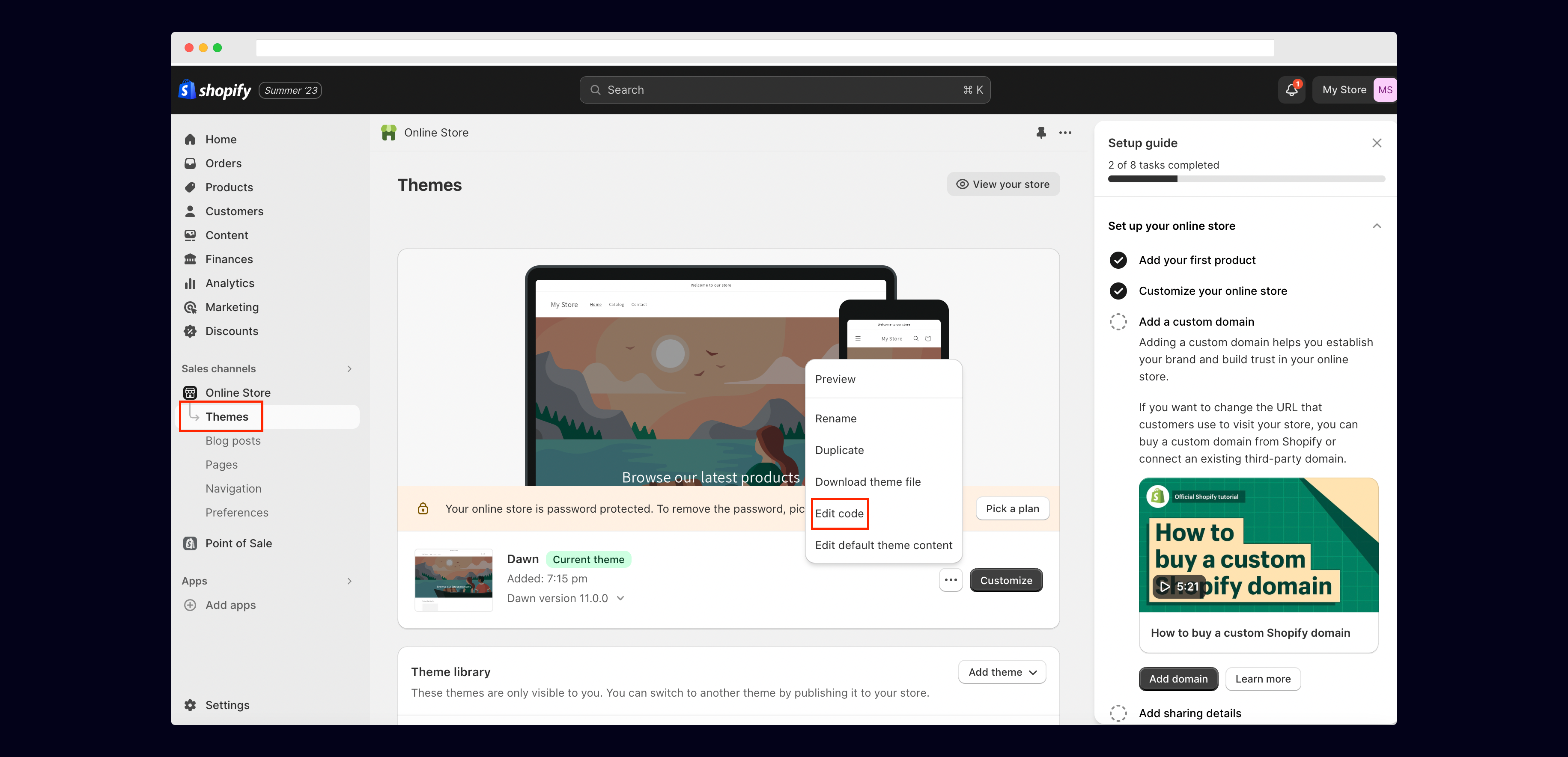 Shopify: Go to the Themes setting on your Webflow Site and edit the code