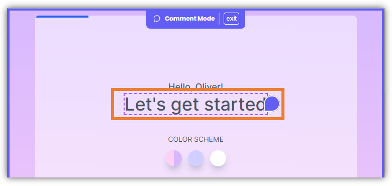 After clicking the icon, click the Element you want to comment on