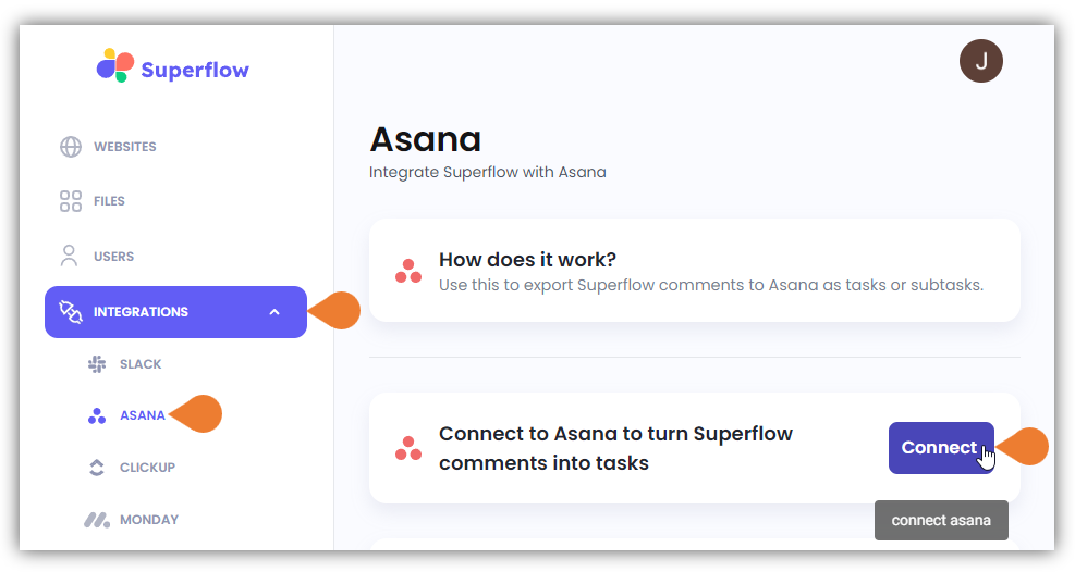 Click the INTEGRATIONS module to access more integration options