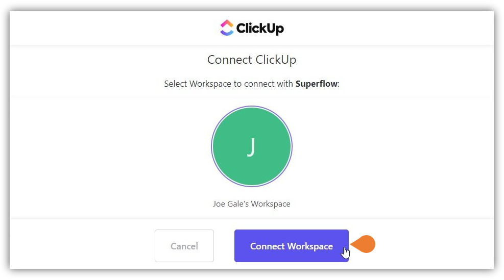 You will be directed to the Connect ClickUp page…