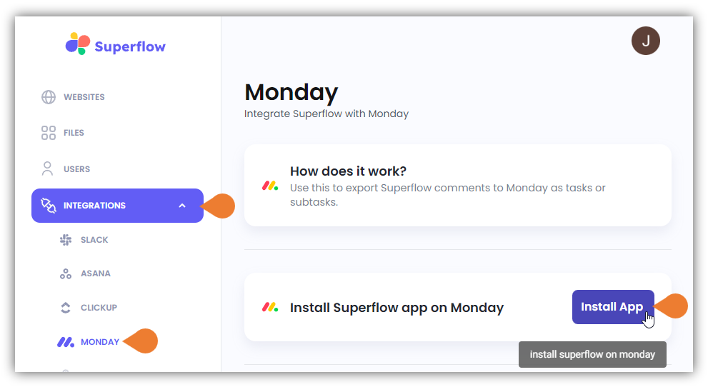 Click the INTEGRATIONS module to access more integration options