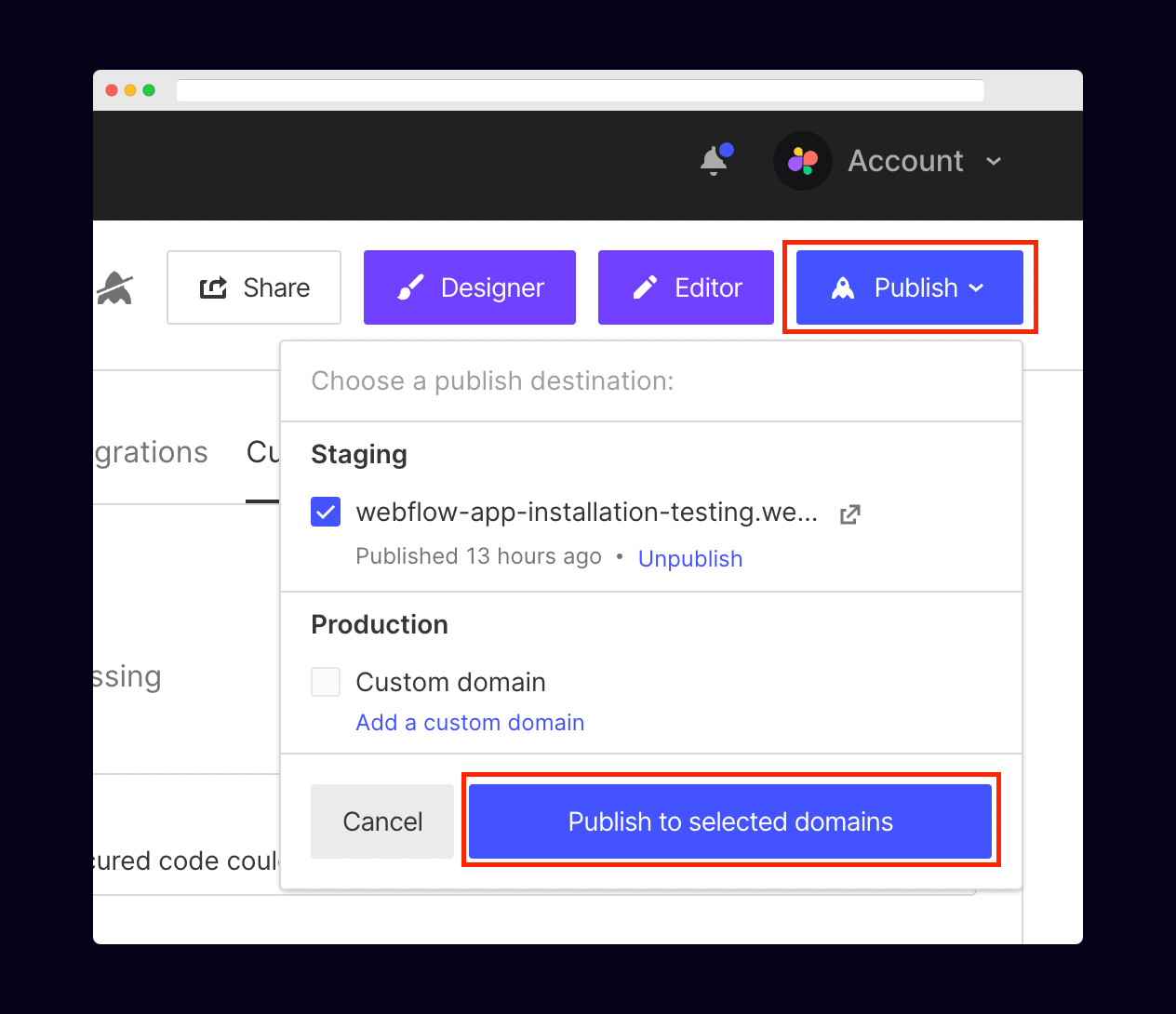 Webflow: Publish your Webflow site