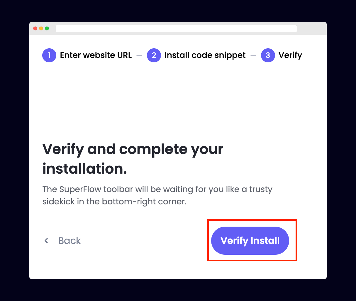 Webflow Marketplace App: Verify that Superflow has been installed