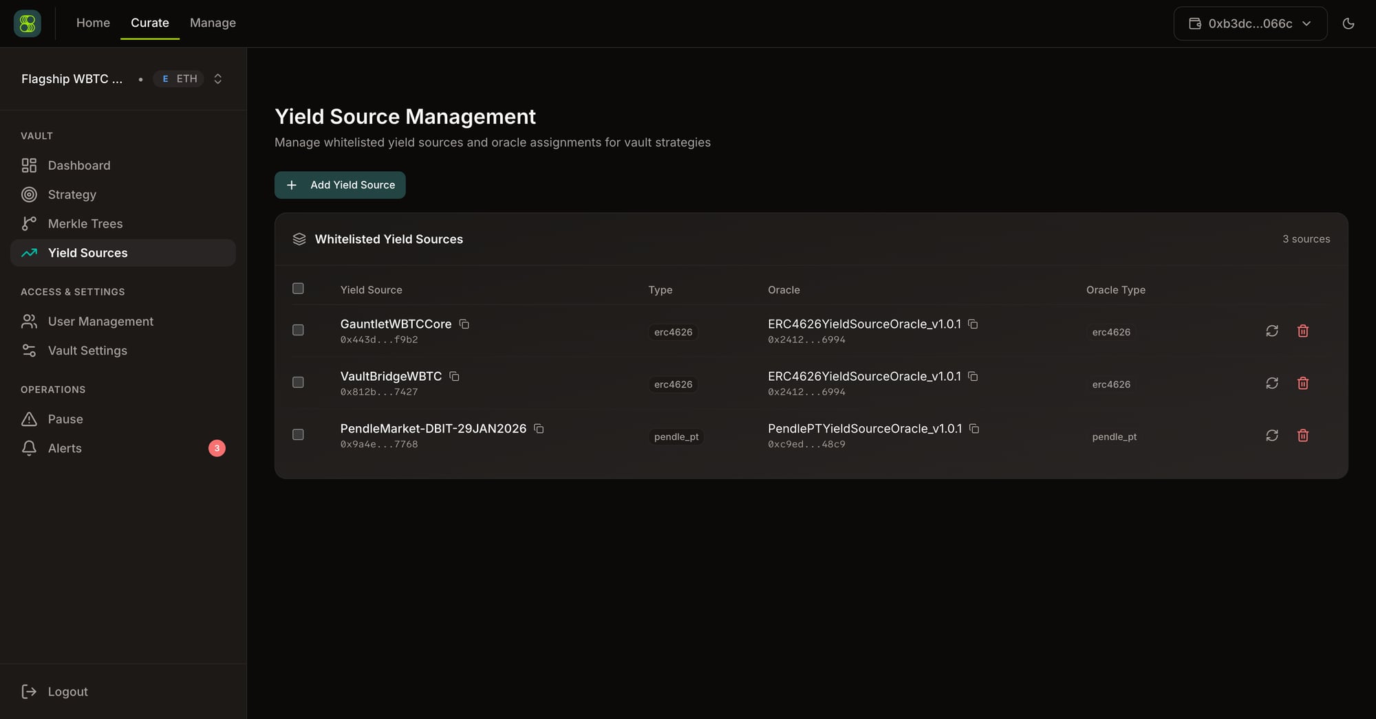 SuperformOS Yield Source Management — whitelist and oracle pairing controls