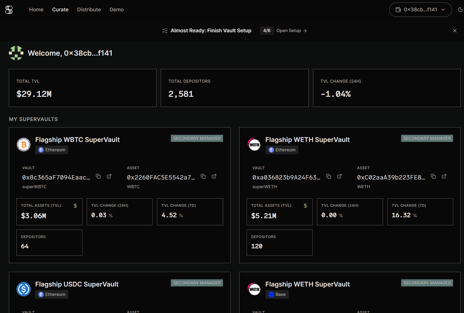 Curate home — the My SuperVaults grid