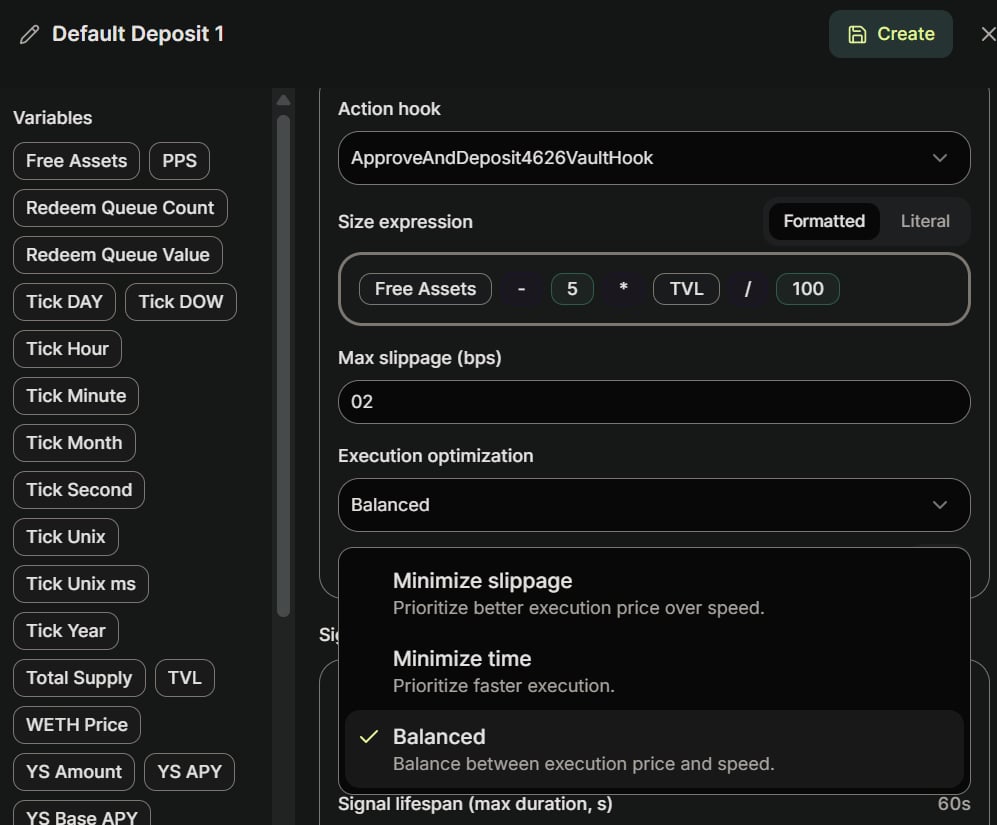 The size expression, slippage, and execution optimization