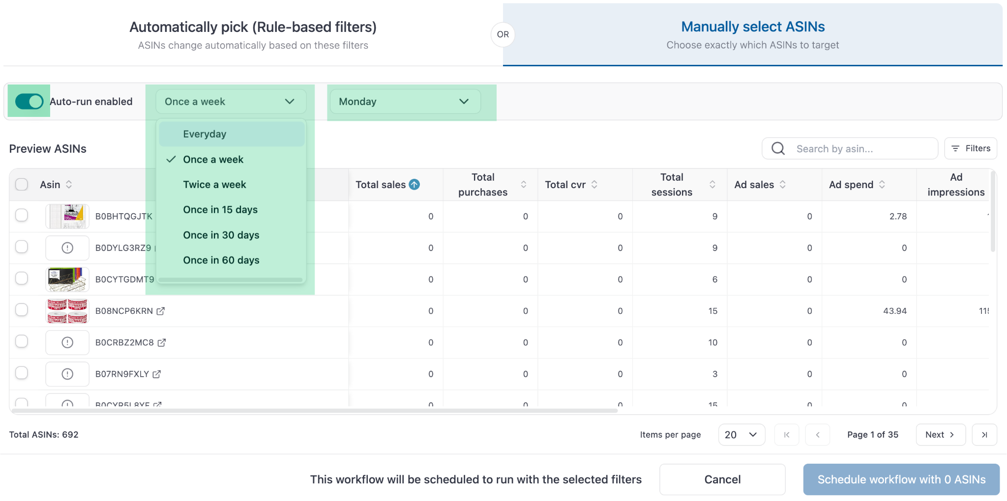 Selectschedulefrequency Pn