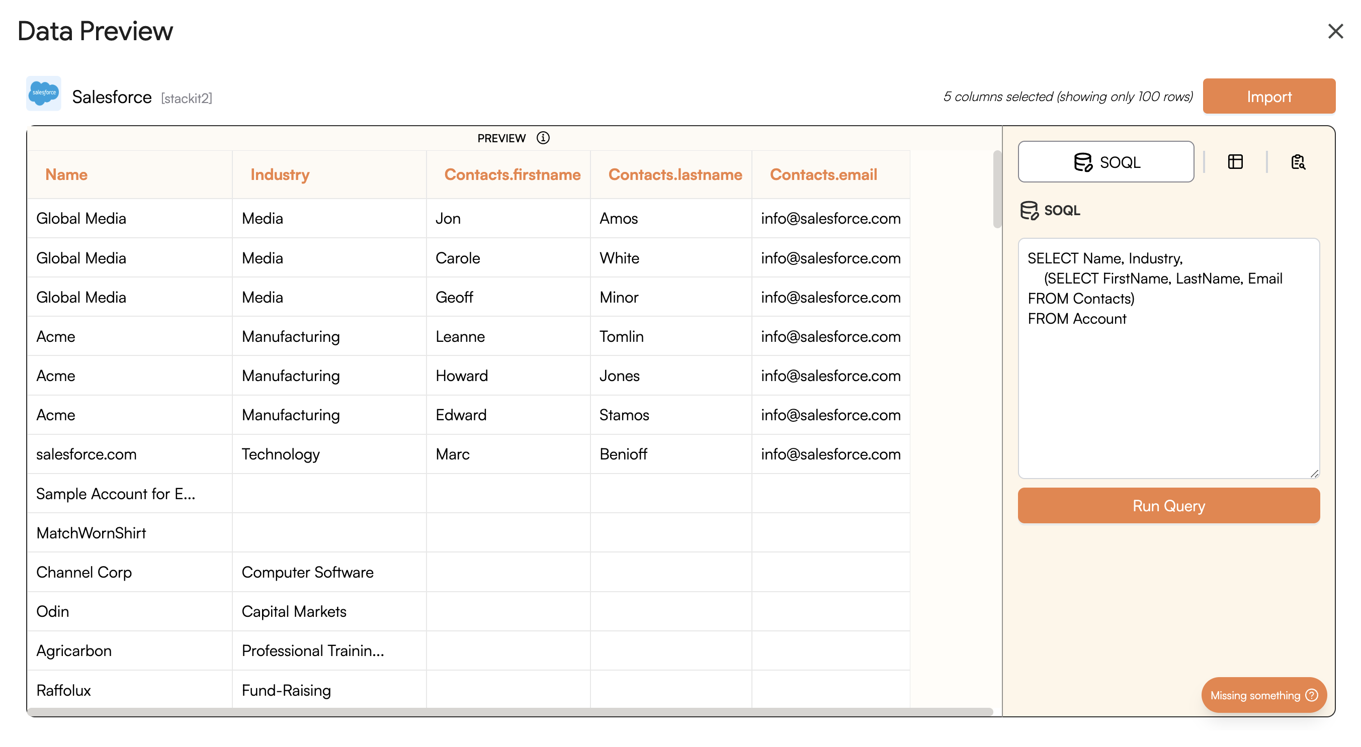 Preview Queried Data