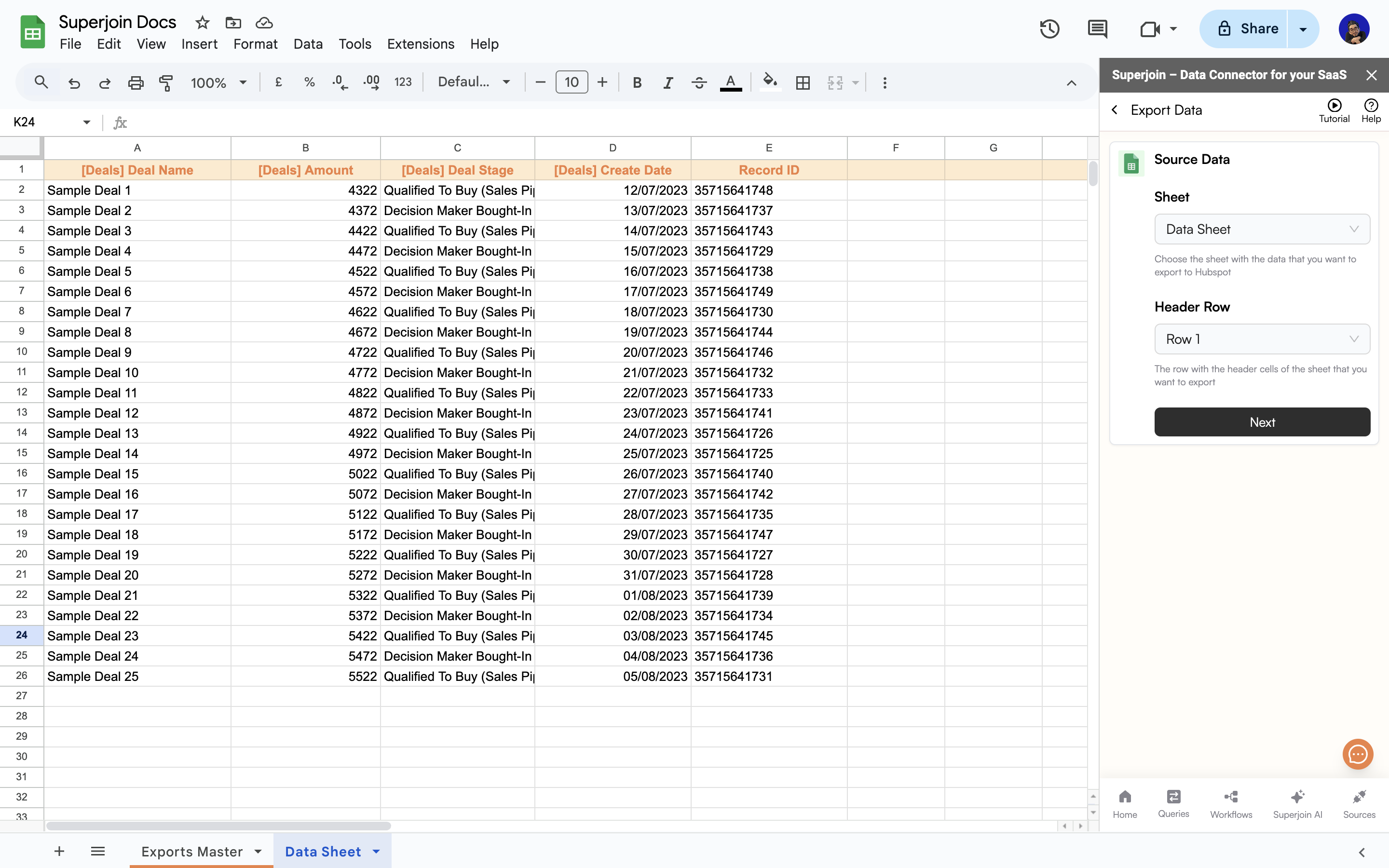 Fill Source Data