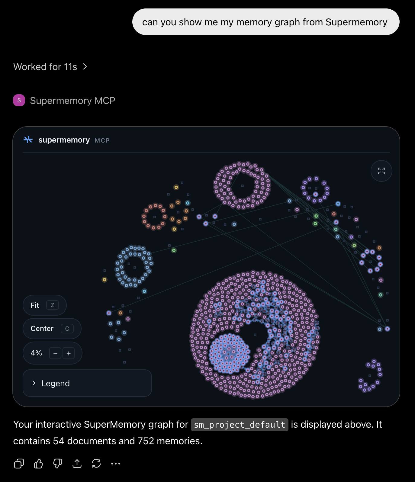 Supermemory MCP interactive graph of documents and memories