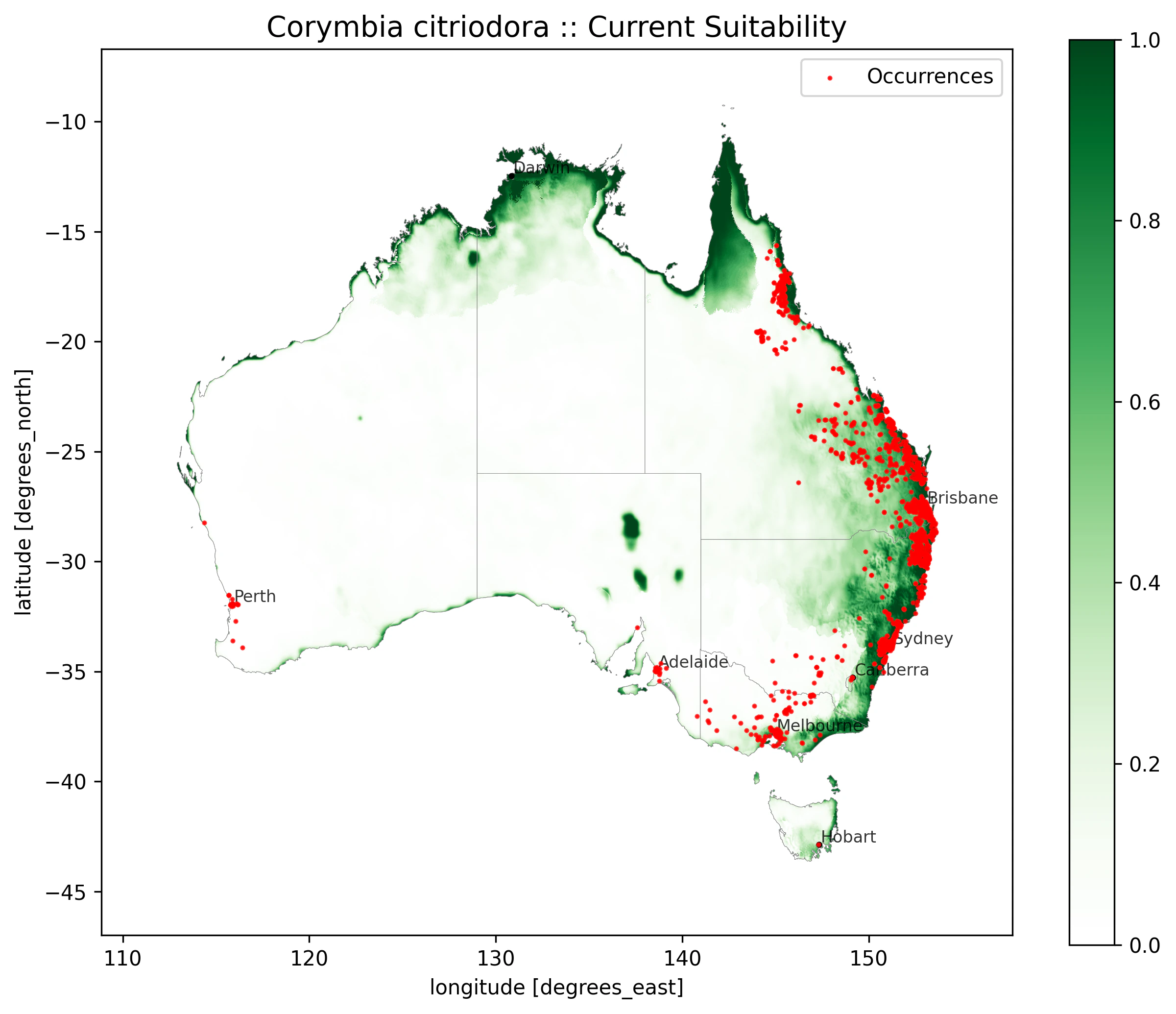 Current climate suitability gradient