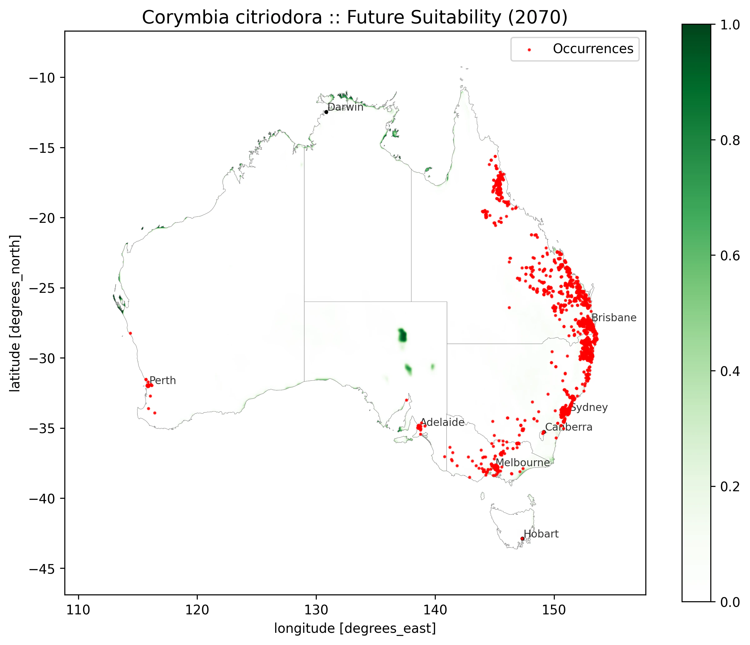 Future climate suitability gradient