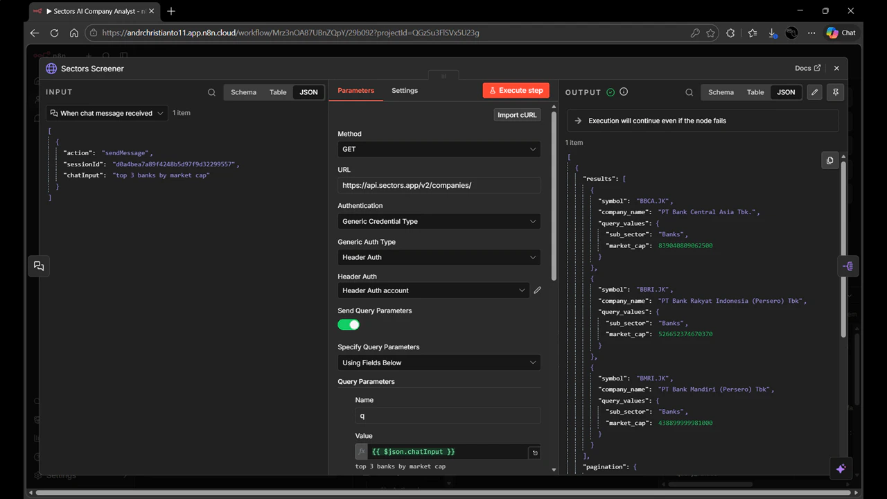 Sectors Screener configuration