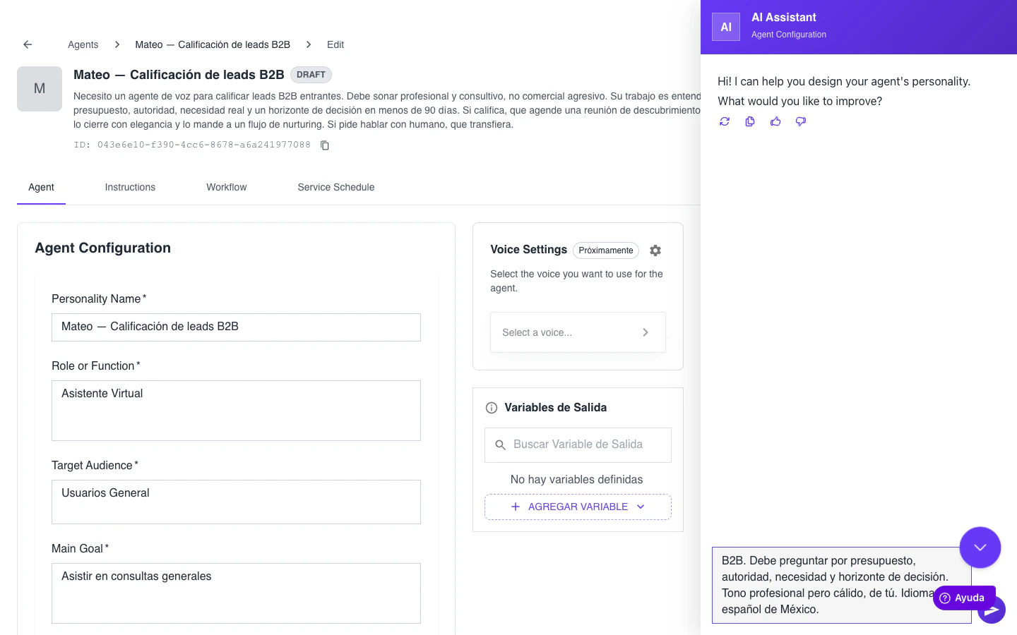 Prompt descriptivo escrito en el chat del Copilot