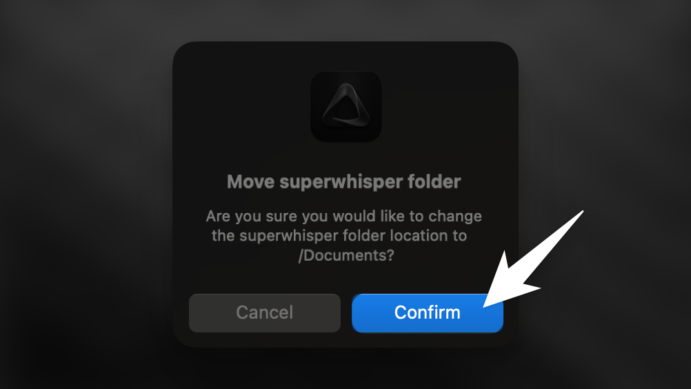 Confirmation dialog for folder change