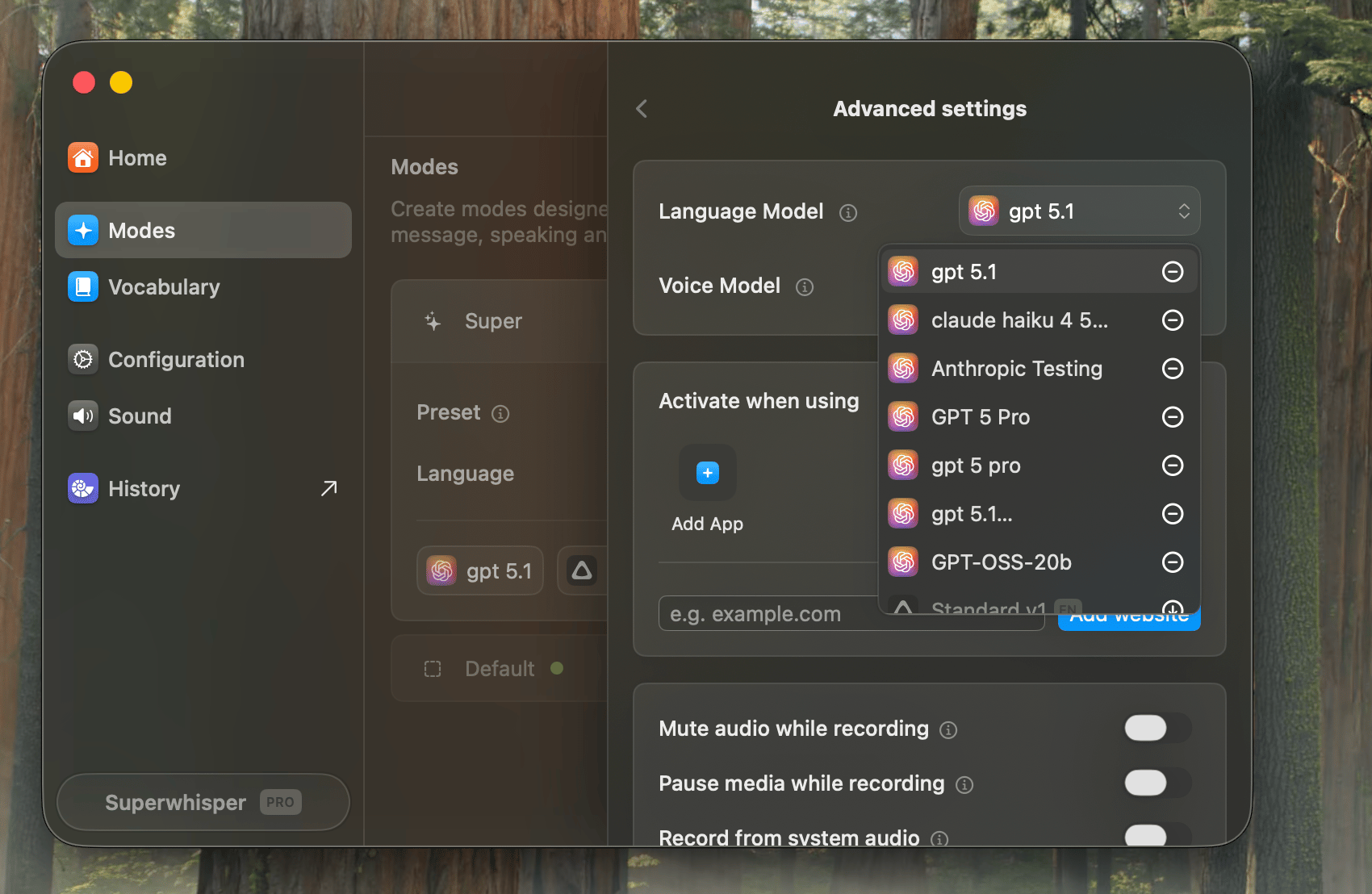 Custom Model Selection
