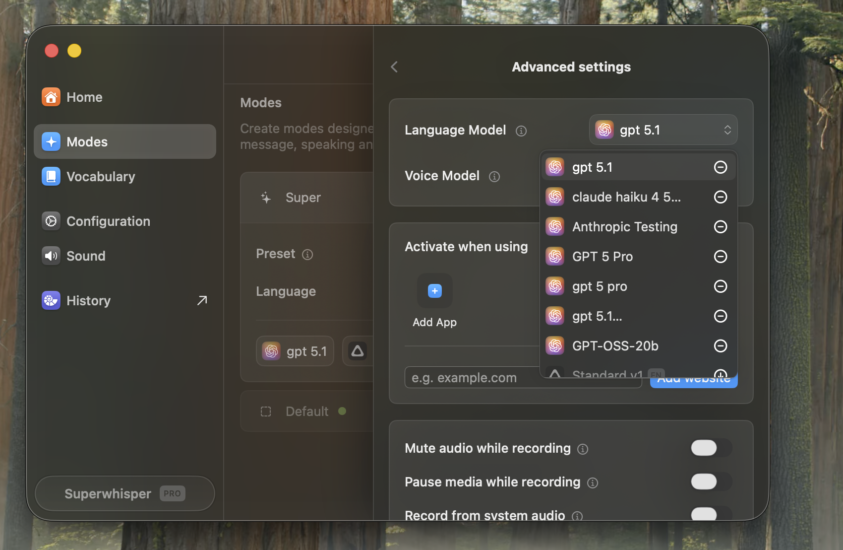 Custom Model Selection