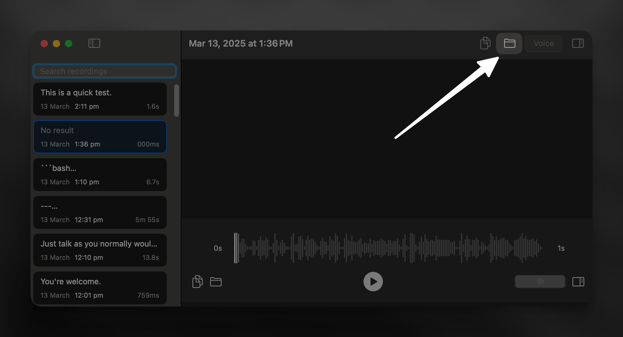 Reveal Recording in Finder