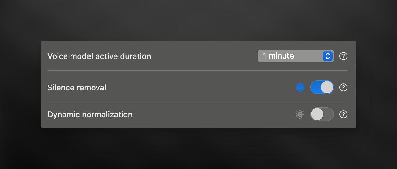 Superwhisper Voice Processing Options
