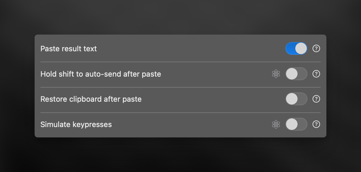 Superwhisper Text Processing Options
