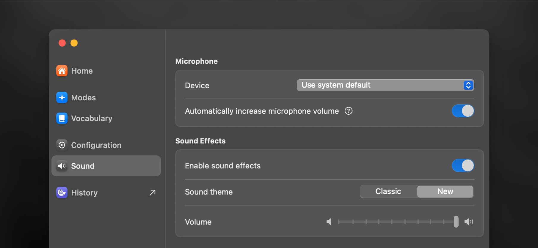 Superwhisper Sound Configuration