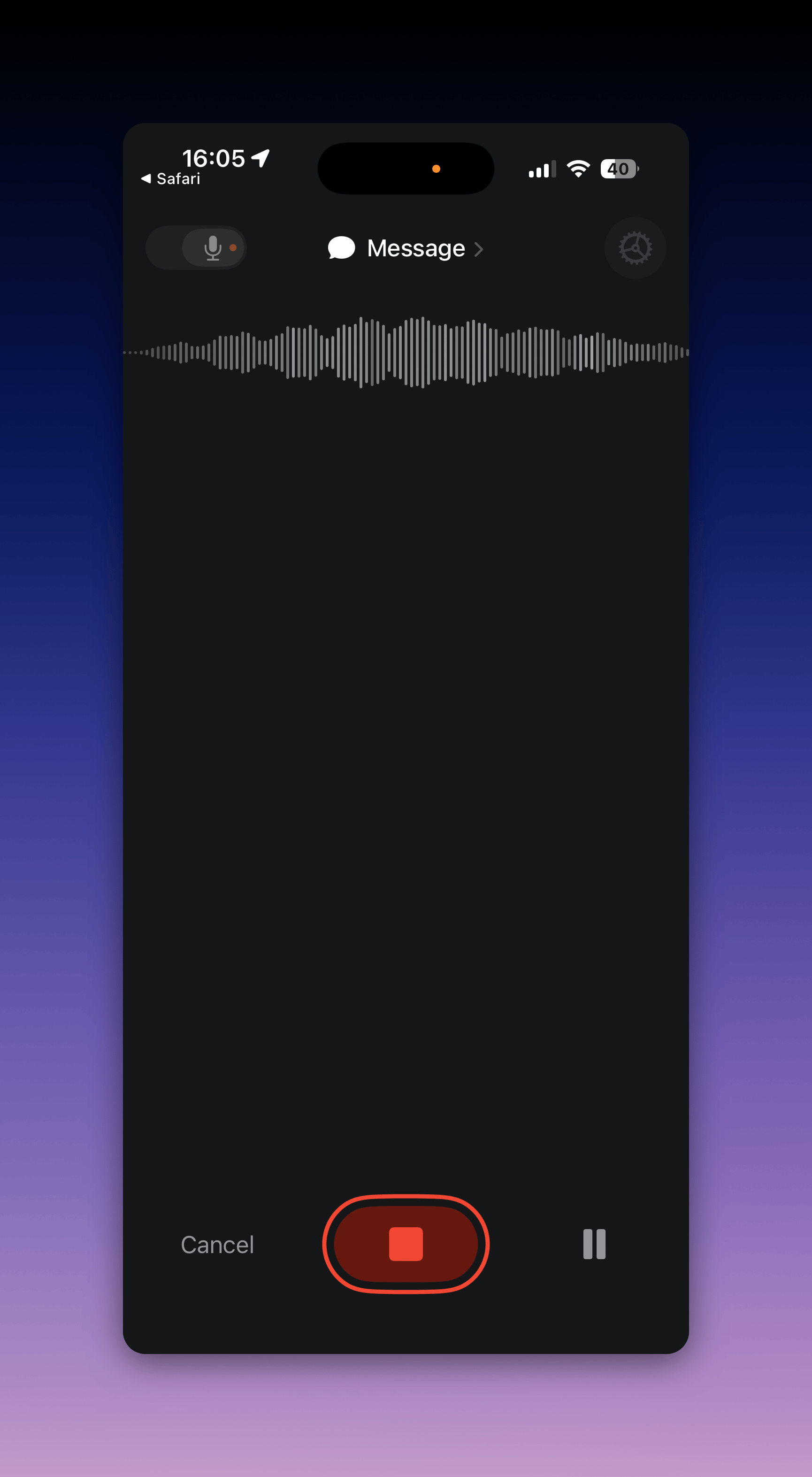 Superwhisper iOS keyboard recording with an active waveform