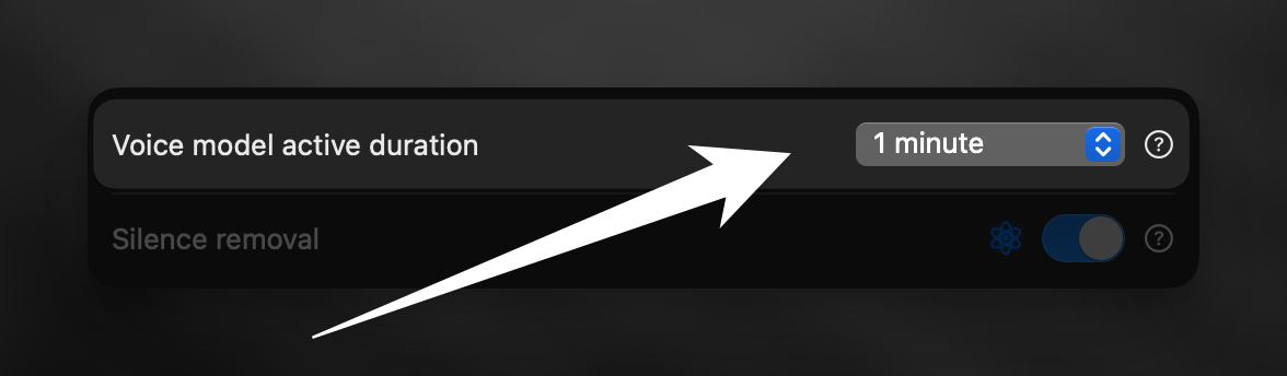 Superwhisper Voice Model Active Duration