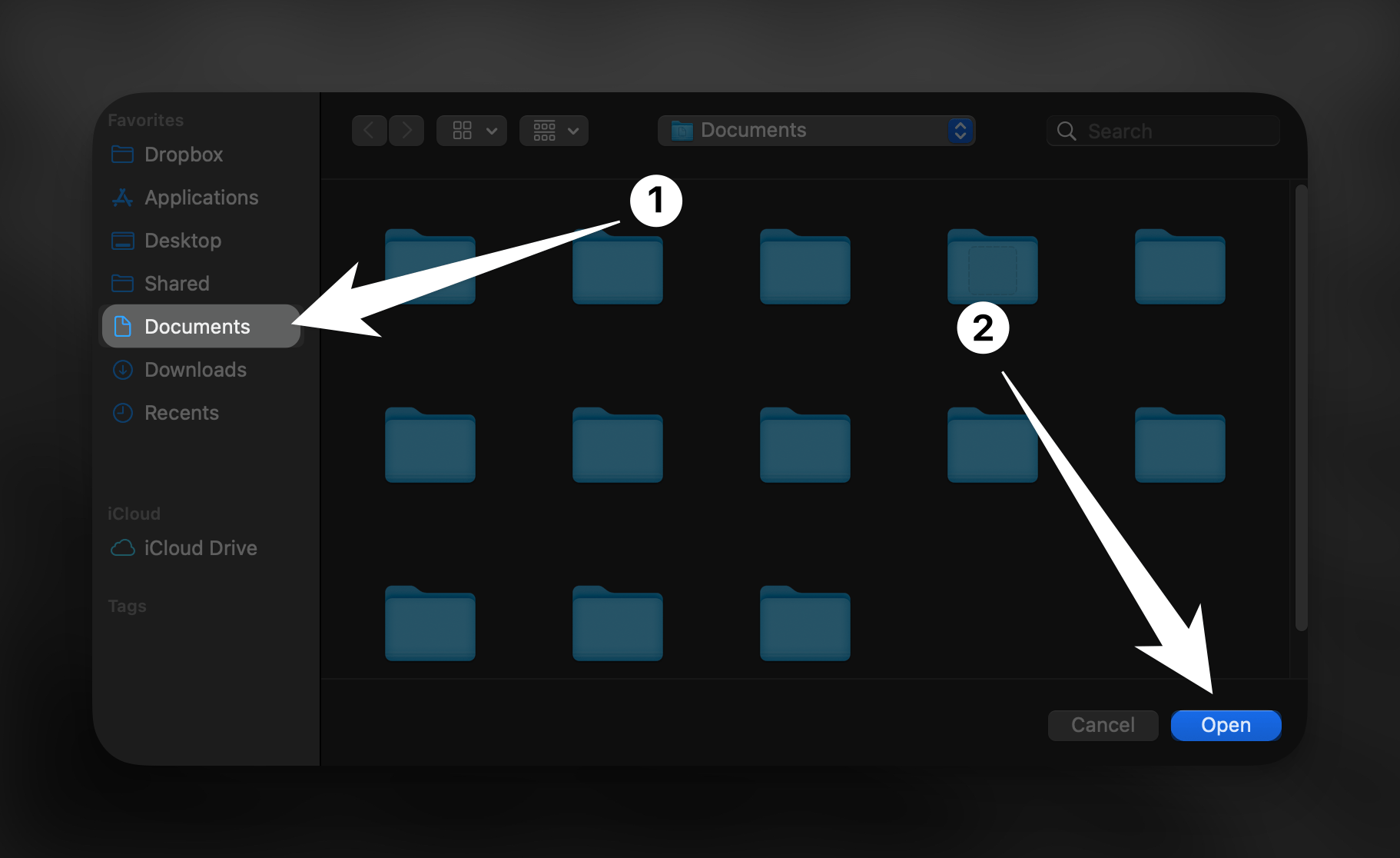 Navigating to Documents Folder