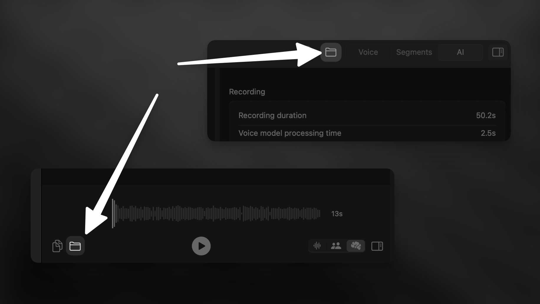 Managing Recordings in Superwhisper History