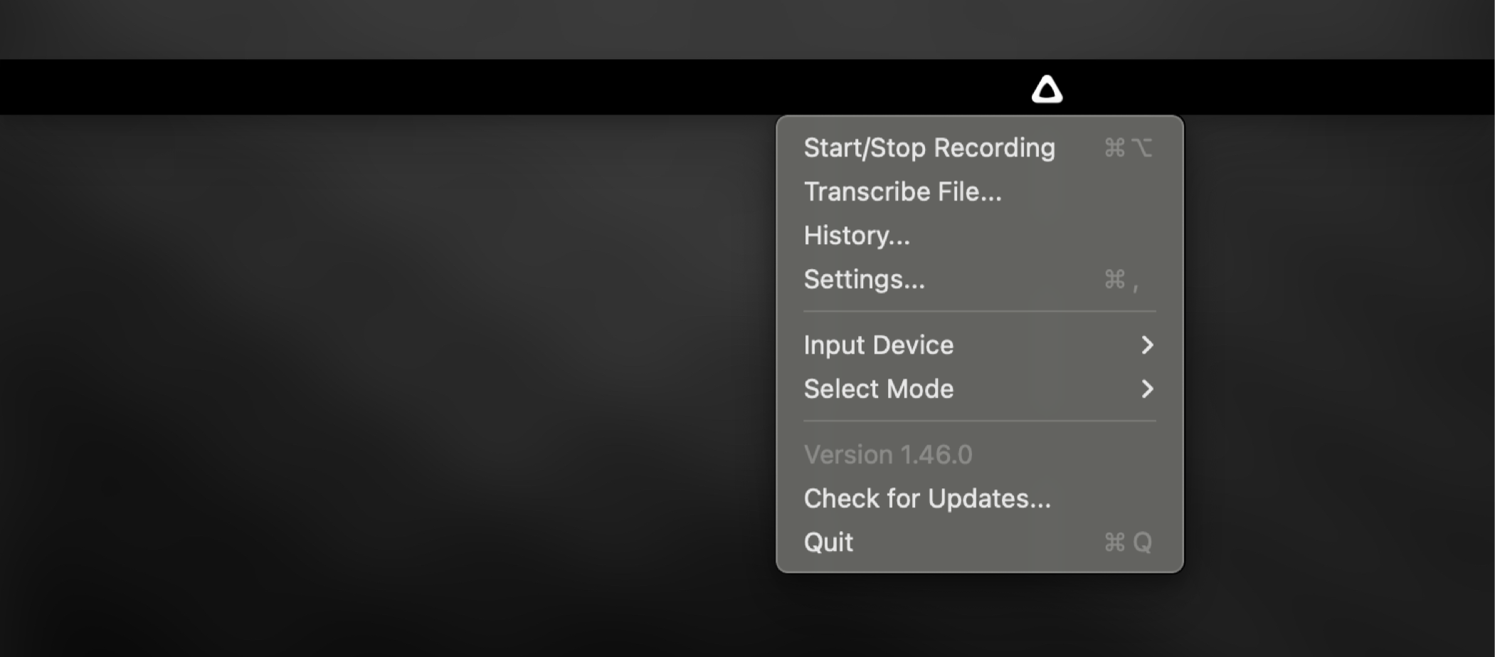 Superwhisper Menu Bar