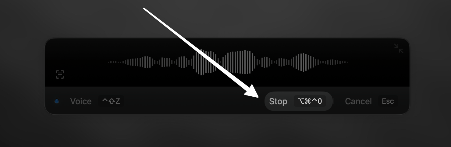 Stop Superwhisper's dictation
