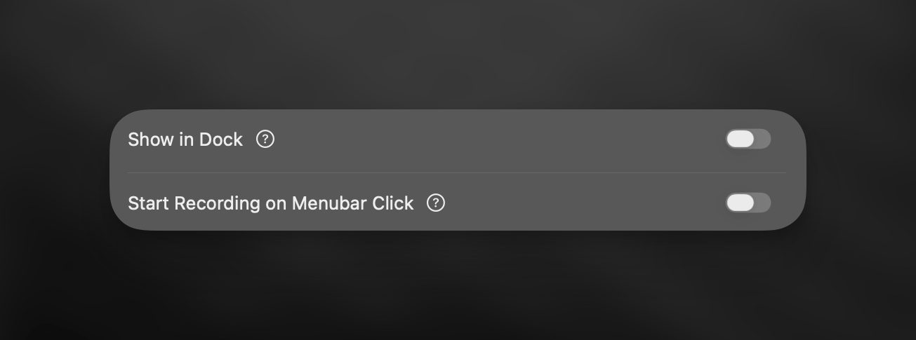 Superwhisper Interface Options