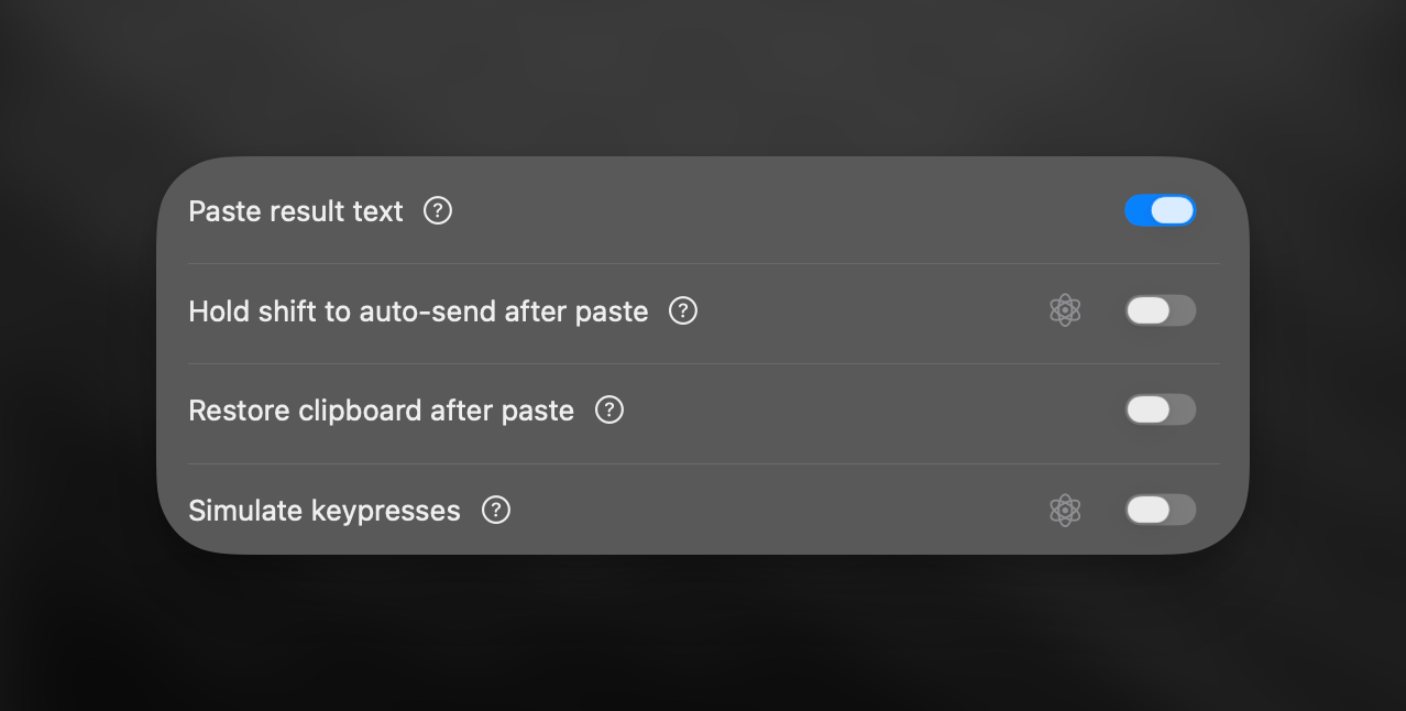 Superwhisper Text Processing Options