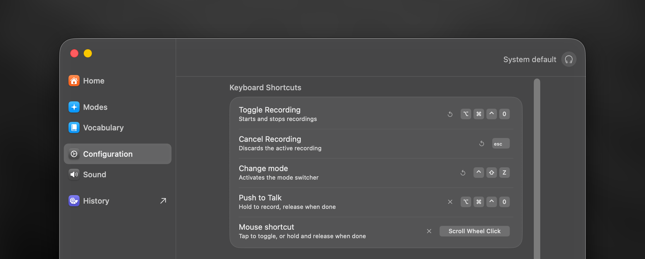 Superwhisper Keyboard Shortcuts
