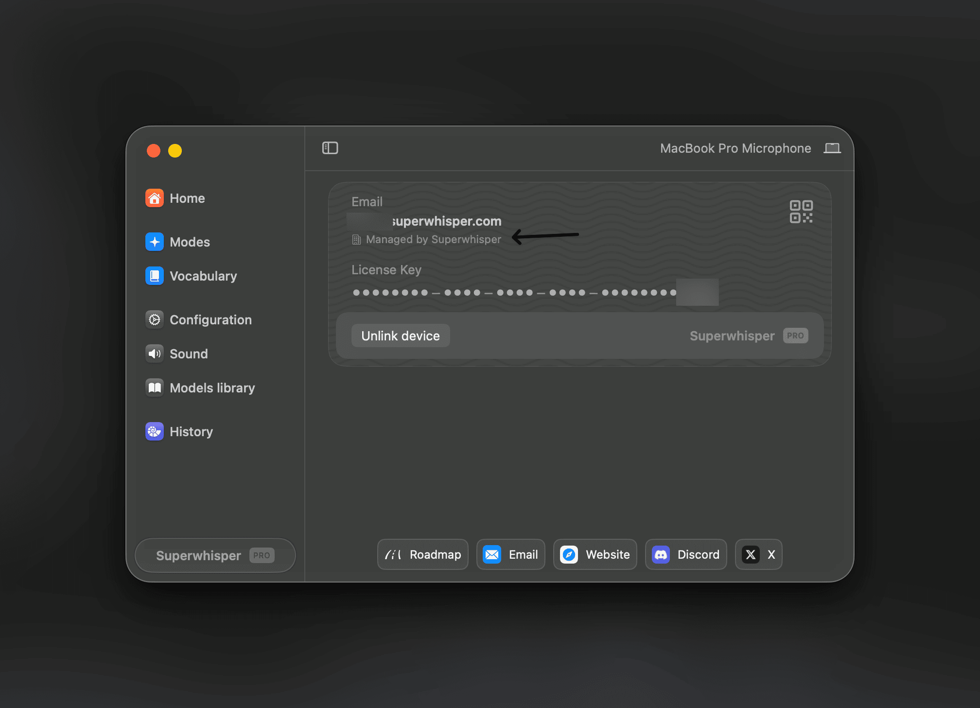 License screen showing Managed by your company