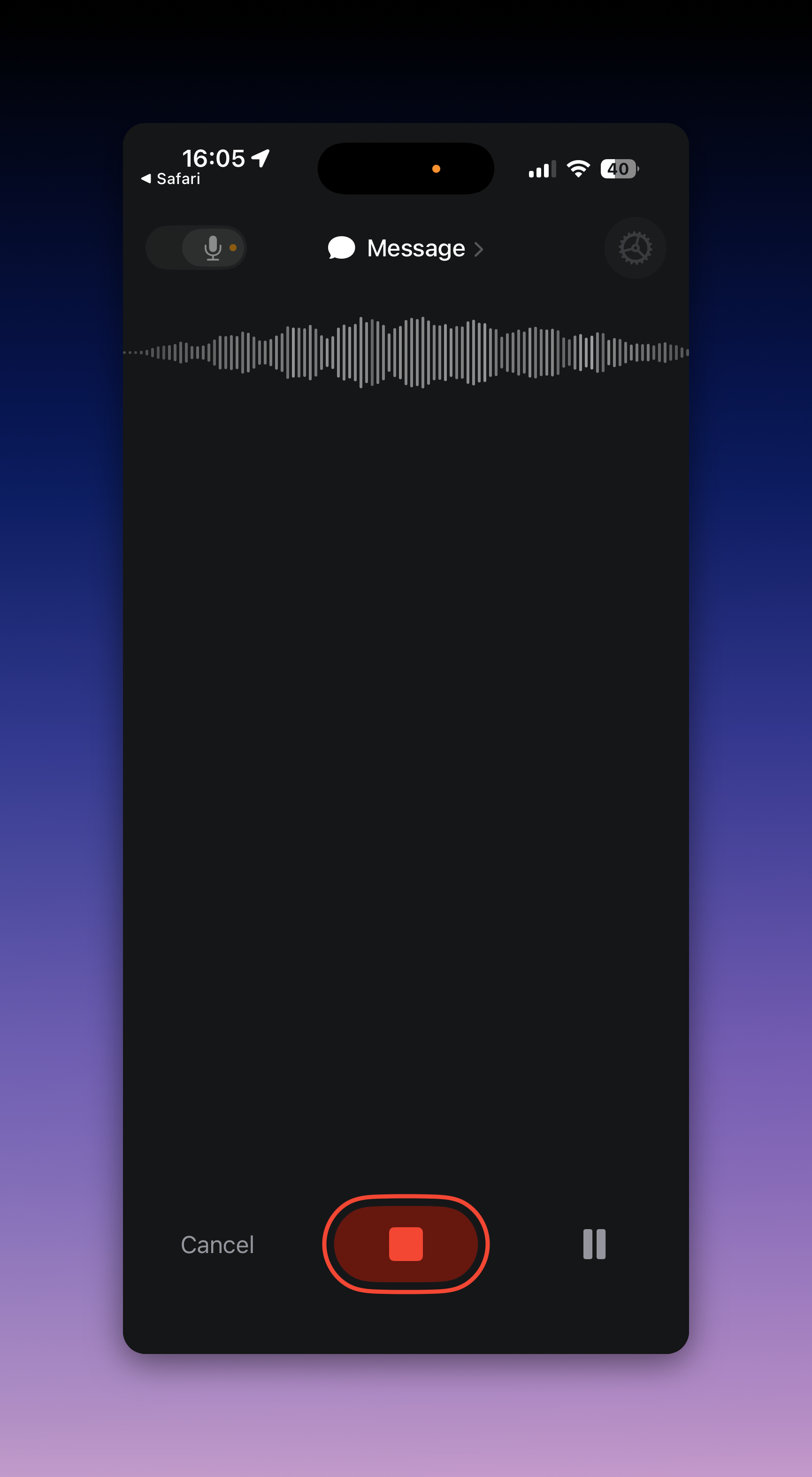 Superwhisper iOS keyboard recording with an active waveform