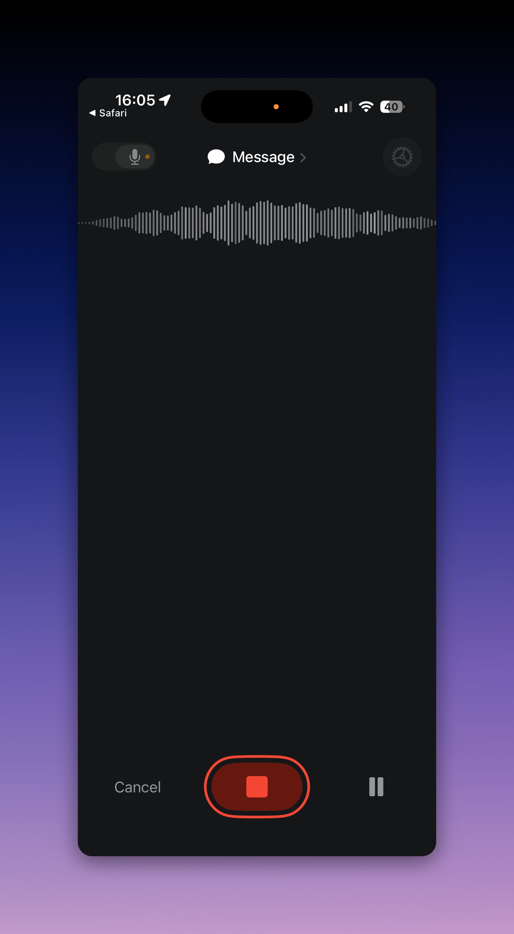Superwhisper iOS keyboard recording with an active waveform