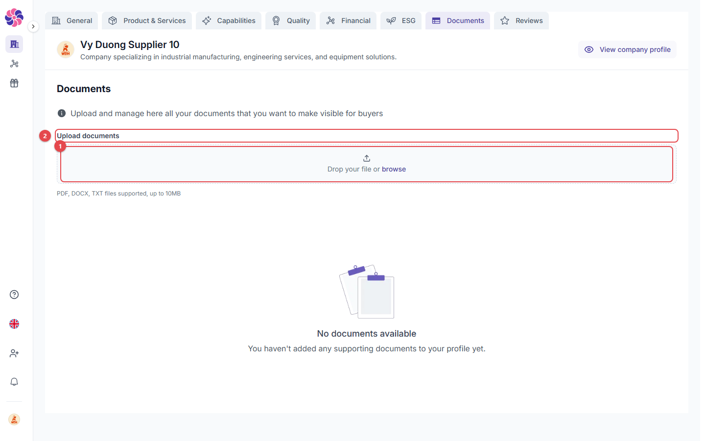 Documents tab