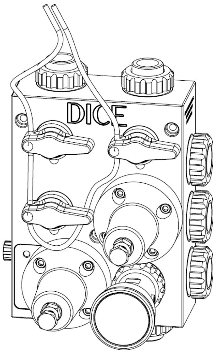 DICE module showing lockout handles with wire threaded through