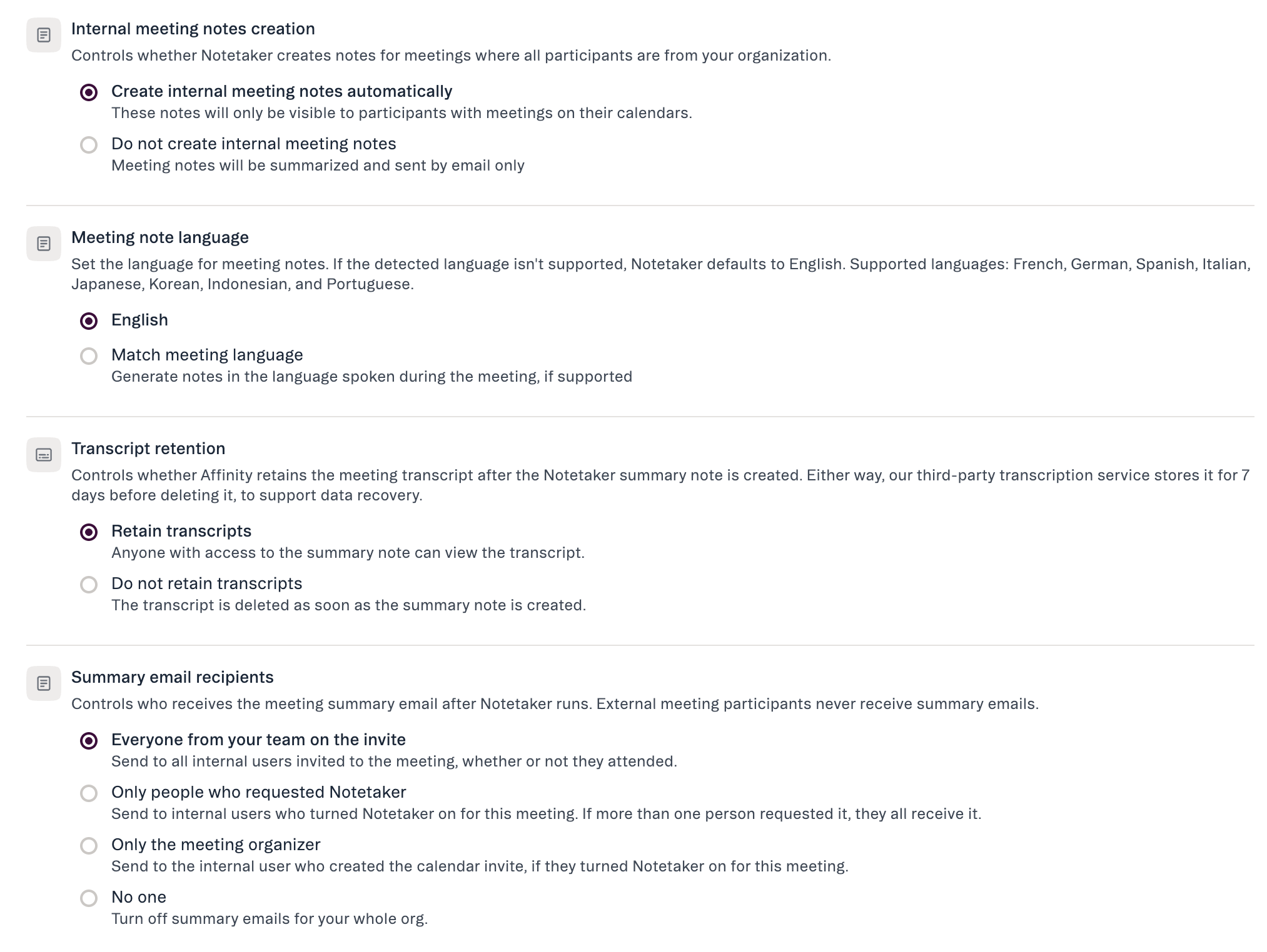 Notetaker Ai Settings