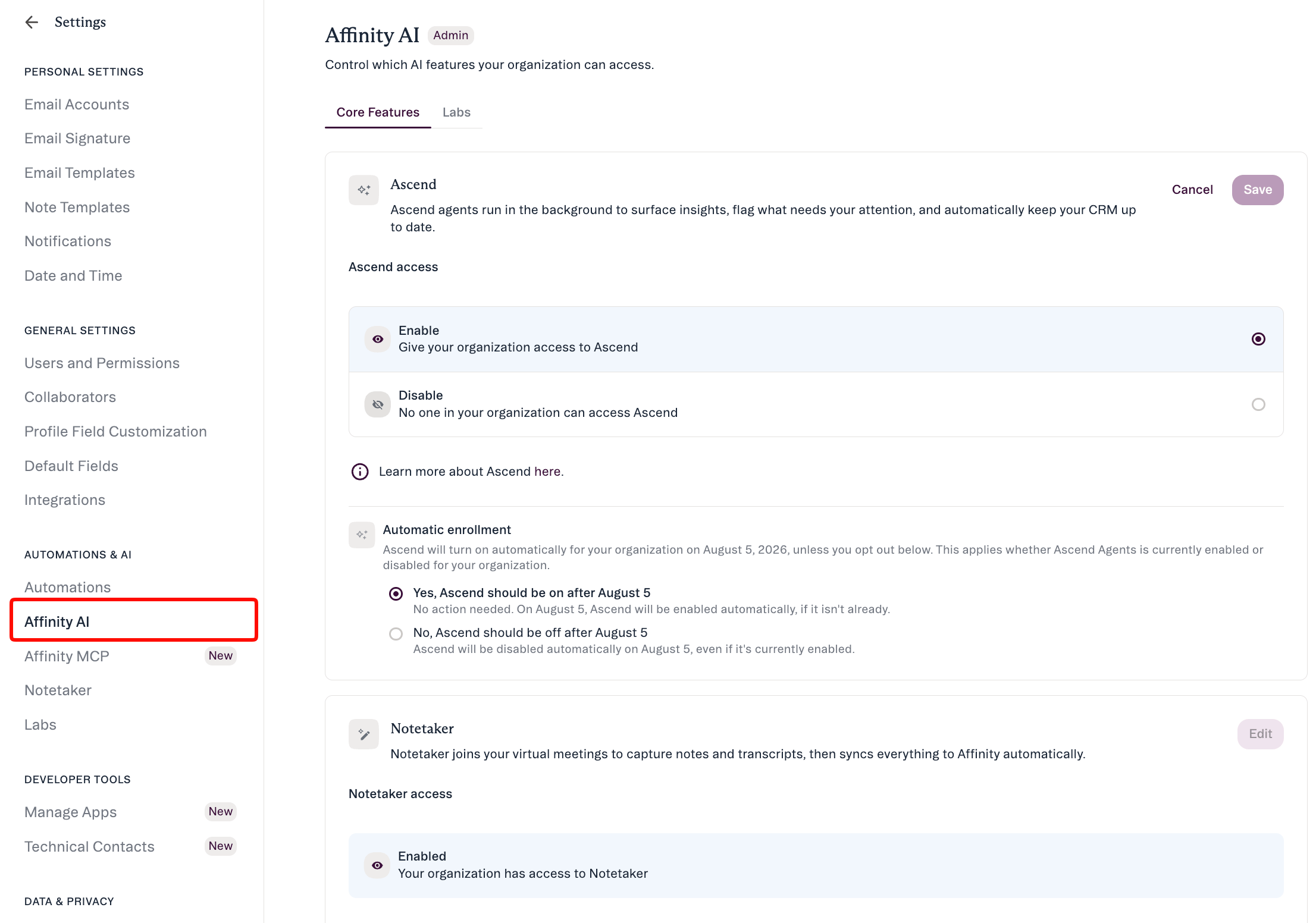 Brand Ai Settings