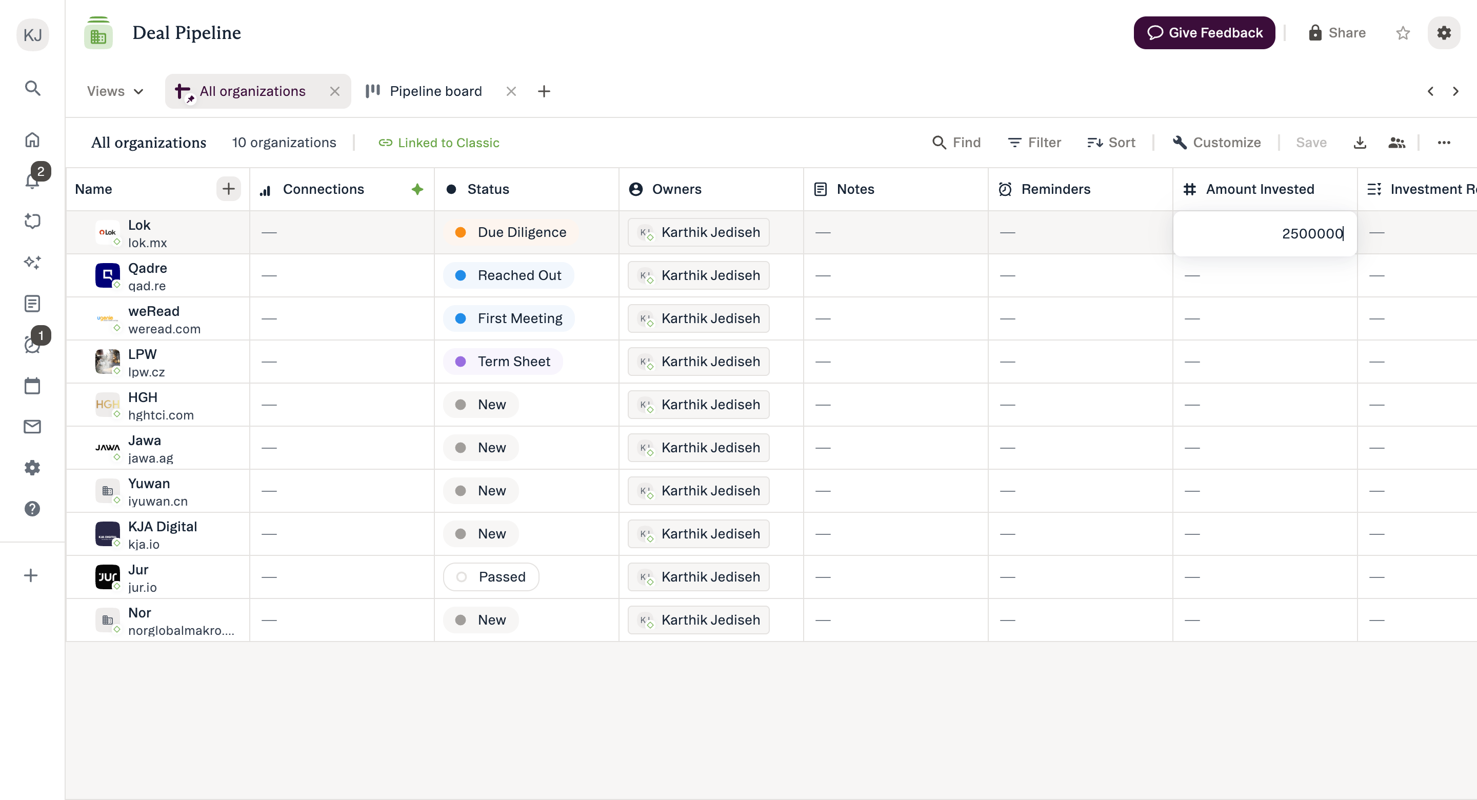 A cell in edit mode, showing an editor appropriate to the field type