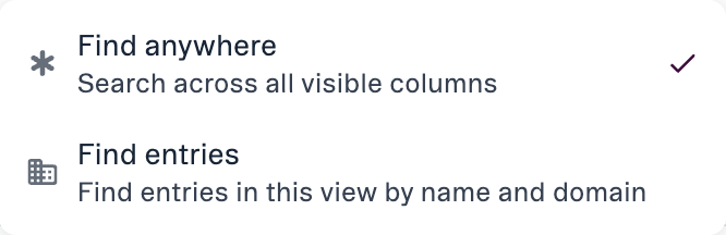 Search Scope Menu showing Anywhere Search and Entries Search