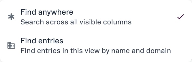 Search Scope Menu showing Anywhere Search and Entries Search