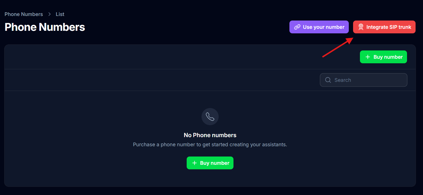 Import numbers via SIP trunk