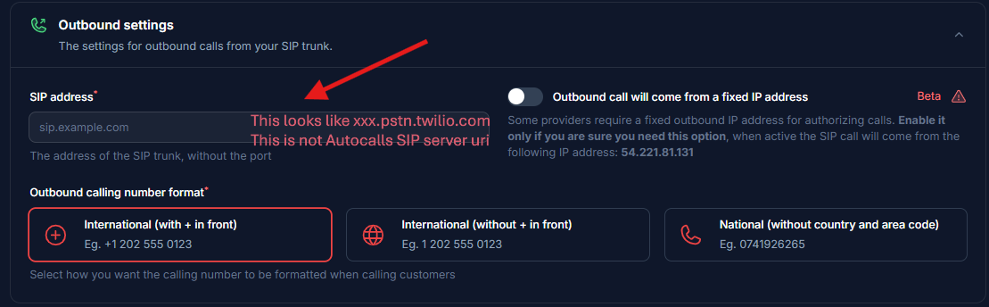 Twilio Connect Number via SIP
