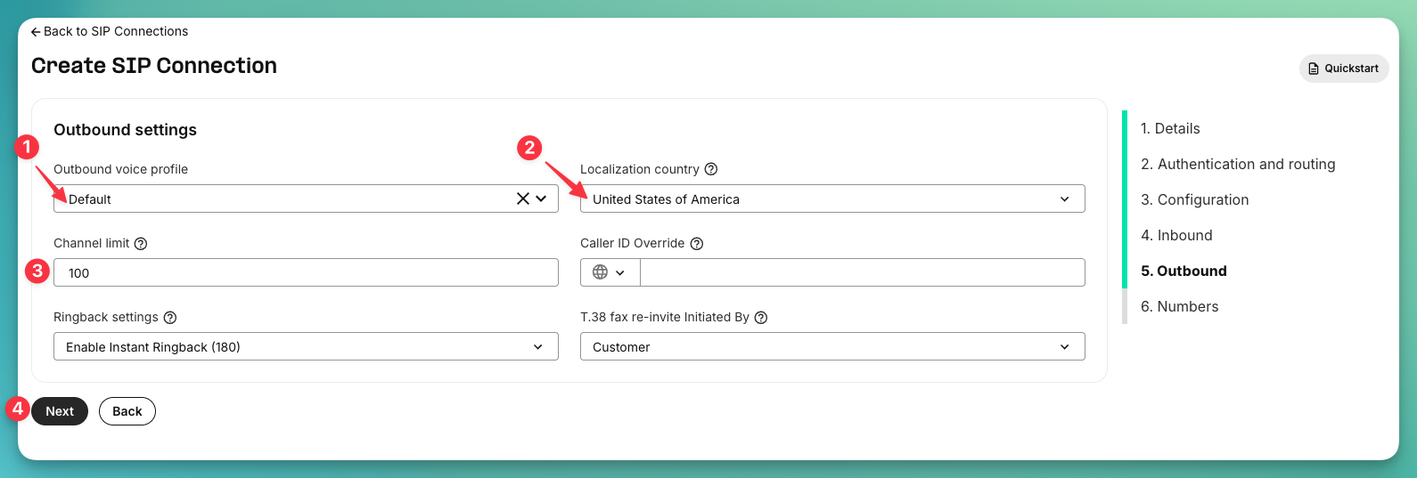 Configure outbound settings