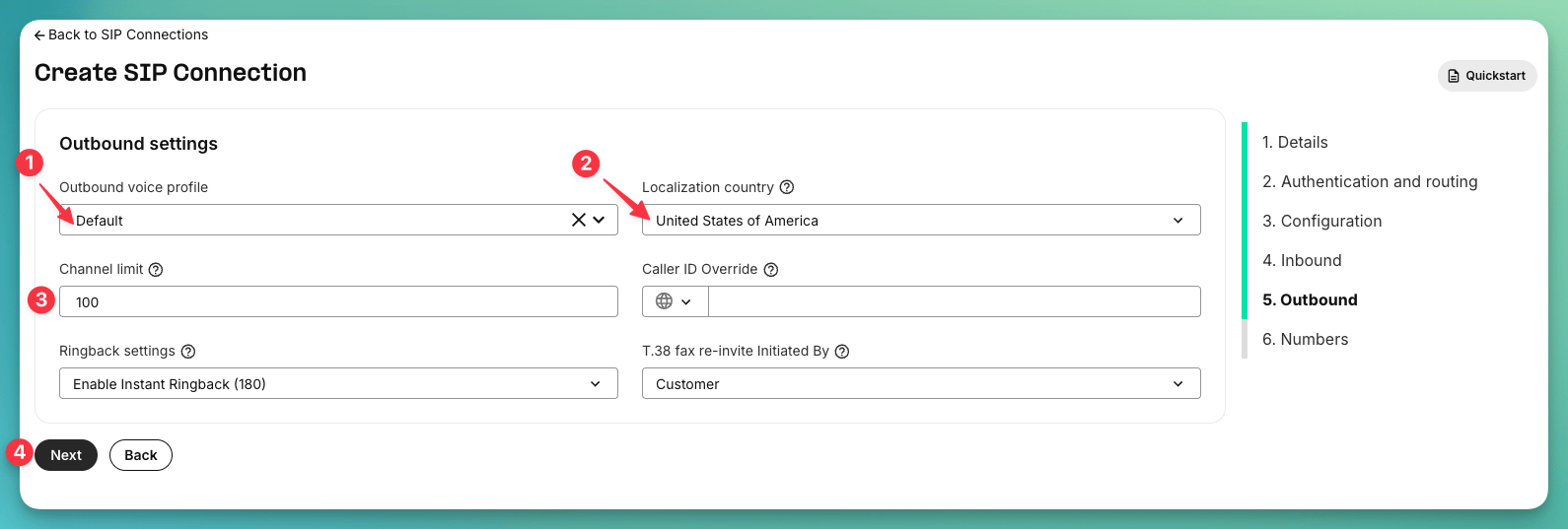Configure outbound settings