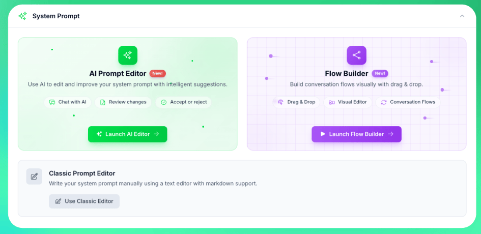 System Prompt Editing Options